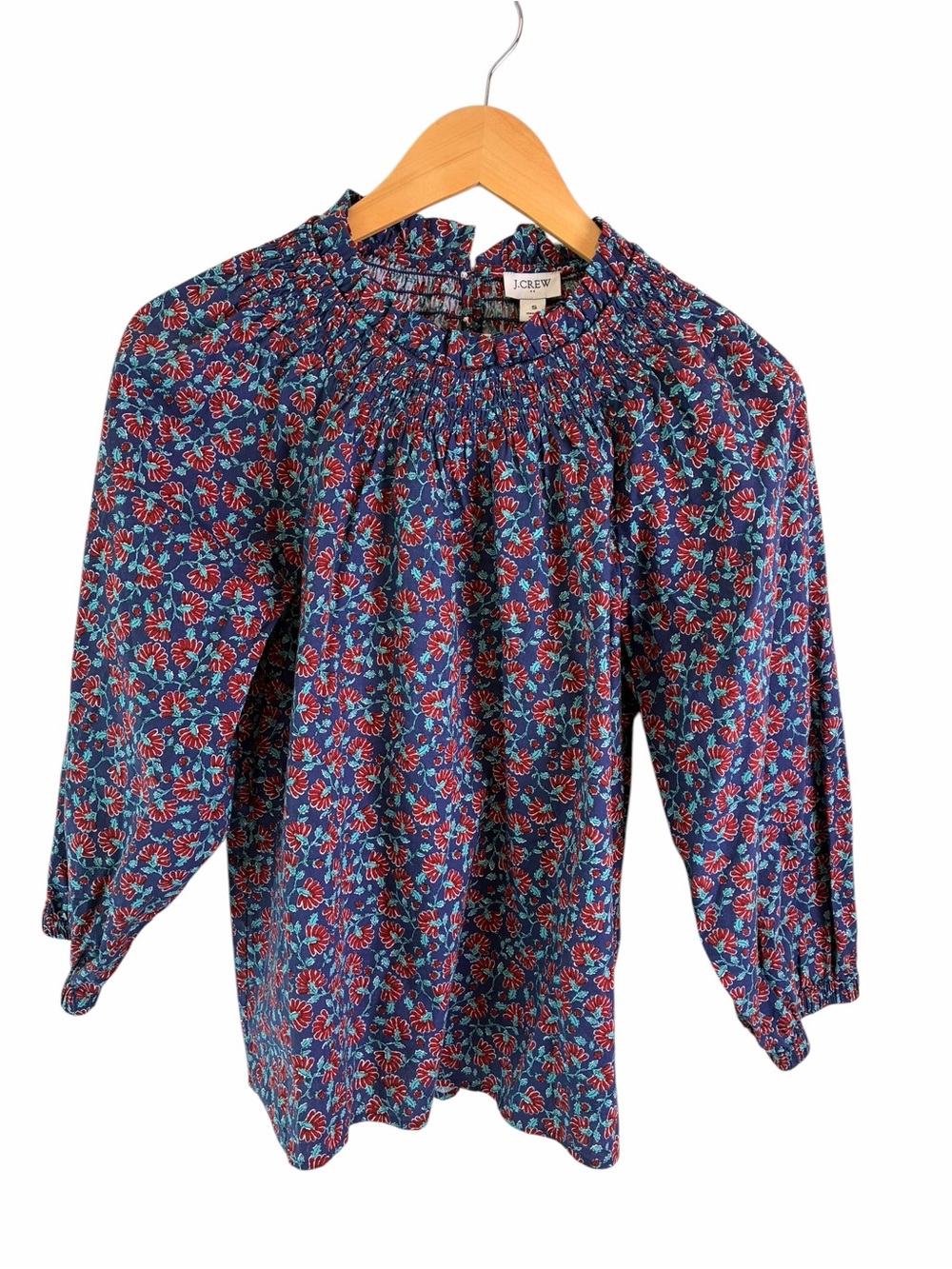 J Crew Factory Smocked Mock Neck Top